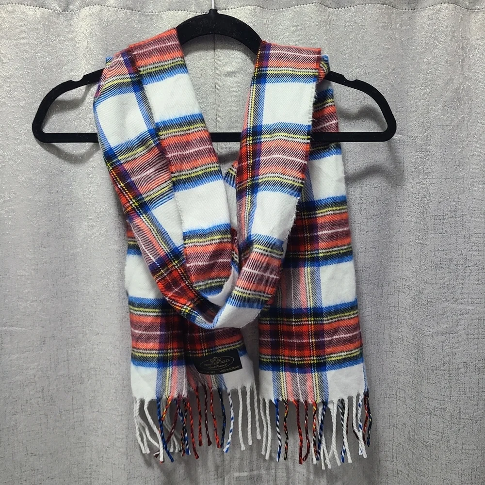 Plaid‎ Cashmere Scarf with Fringe